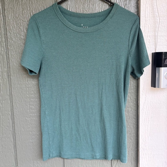 A New Day Ribbed Short Sleeve Tee Dusty Teal Green Women’s Size M - Picture 1 of 6